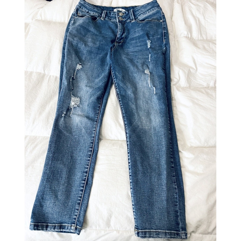 Royalty for Me Jeans Womens Size 12W Blue High Rise Skinny Denim Sexy Med Wash